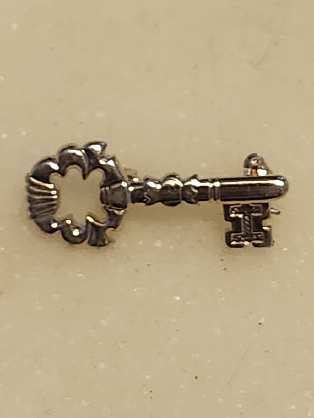 Silver Tone Key-Shaped Accent Pin